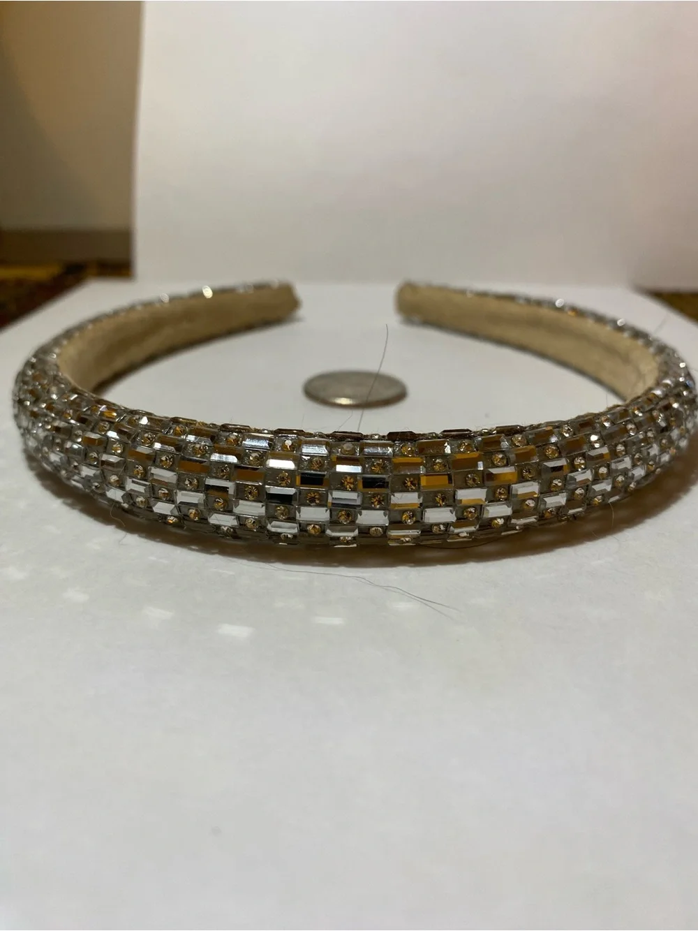 Rhinestone Crystal Padded Headband in Silver